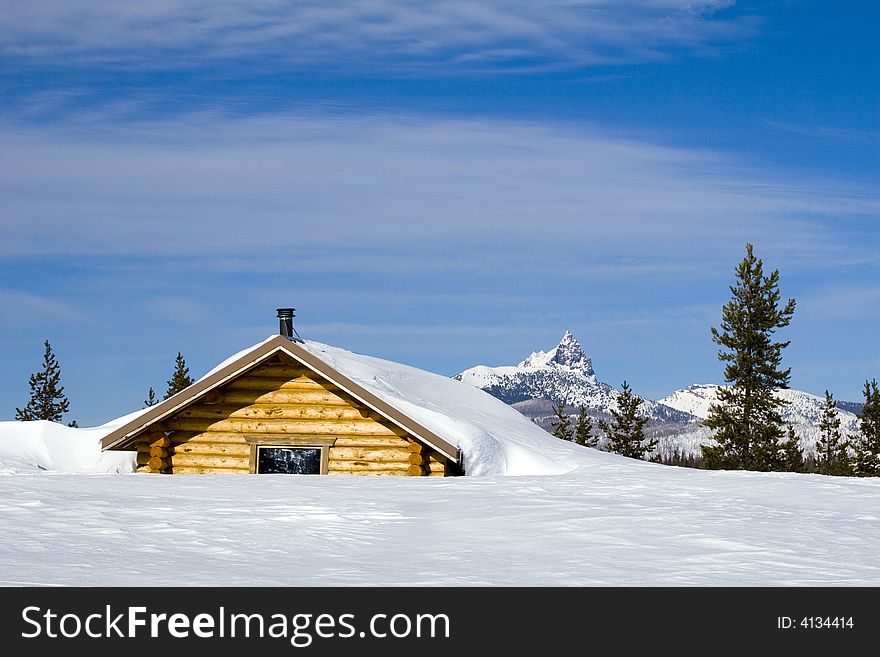 A shelter in the Caascade mountains in Winter. A shelter in the Caascade mountains in Winter