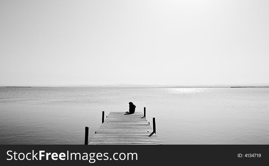 Lone woman in the lake. Lone woman in the lake.