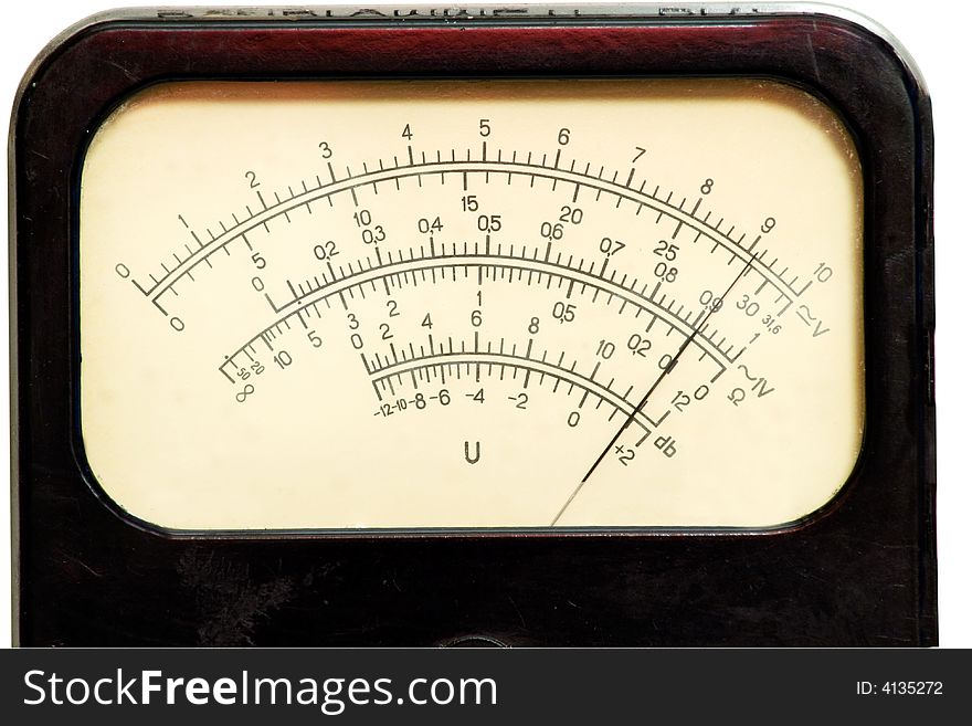 Vintage analog scale with pointer in right half of scale