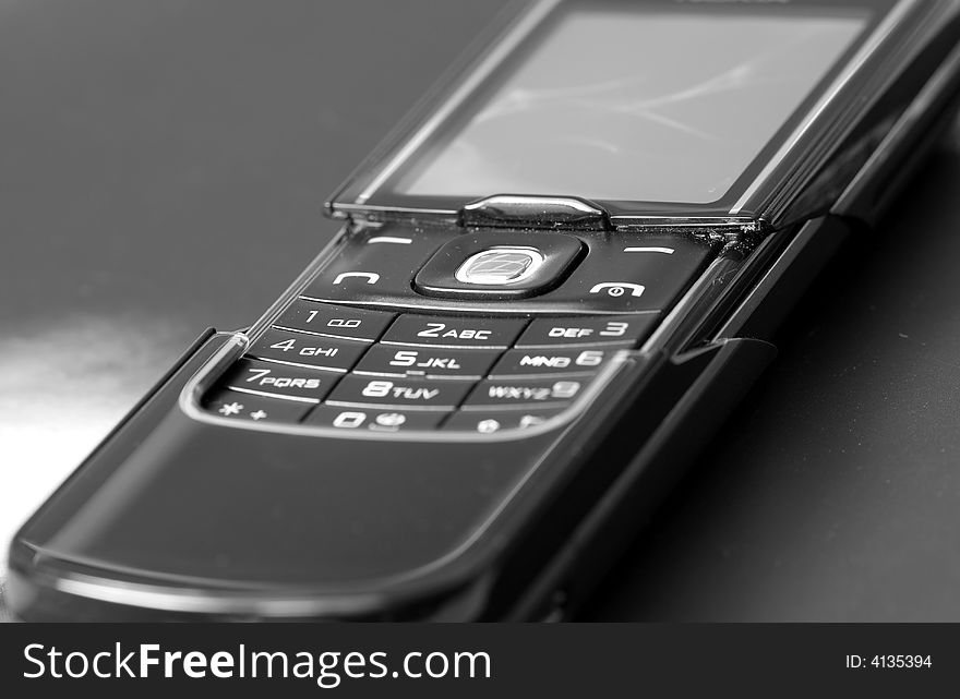 Wireless phone in black and white. Wireless phone in black and white