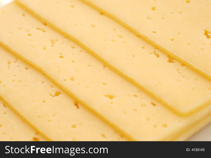 Slices of delicious cheese close up