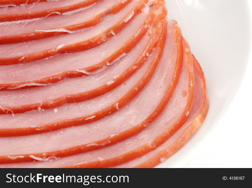 Slices of delicious ham close up