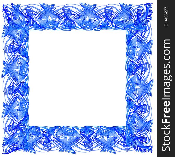 Delicate blue fractal frame over white. Delicate blue fractal frame over white