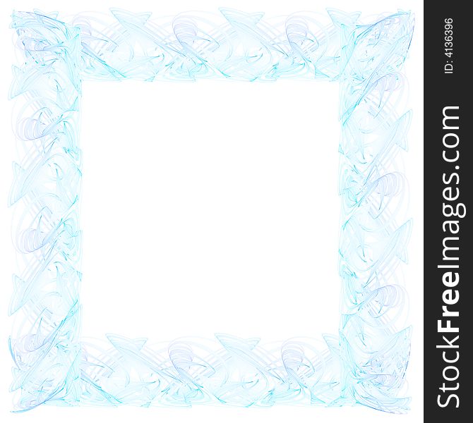 Delicate blue fractal frame over white. Delicate blue fractal frame over white