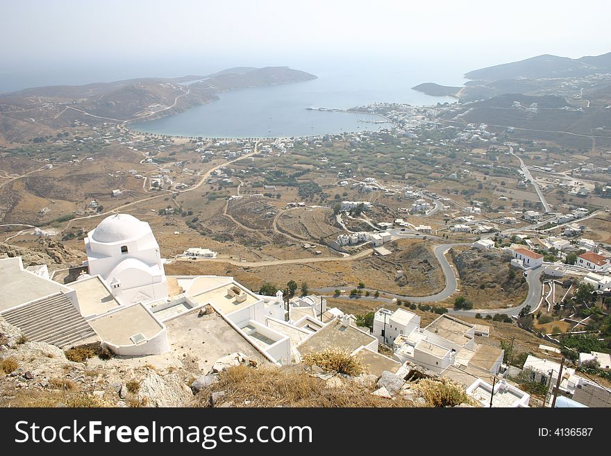 Landscape panorama and sea in Greece