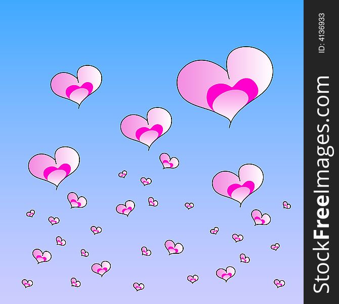 Illustrated love hearts - valentine's or wedding motive