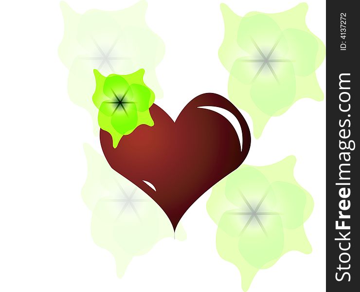 Heart with flowers, vector illustration