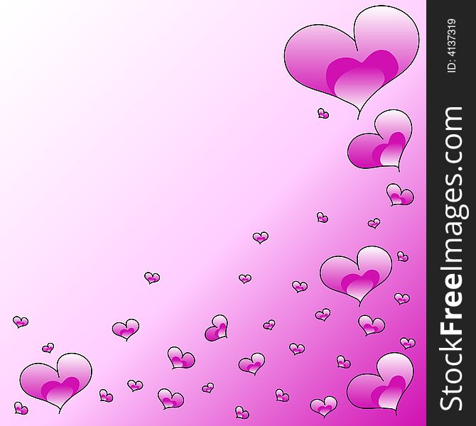 Illustrated love hearts - valentine's or wedding frame. Illustrated love hearts - valentine's or wedding frame