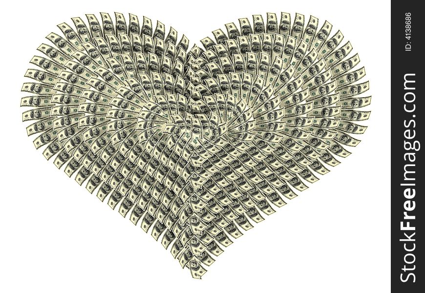 Valentine's heart made by dollars. Please see some similar pictures from my portfolio: