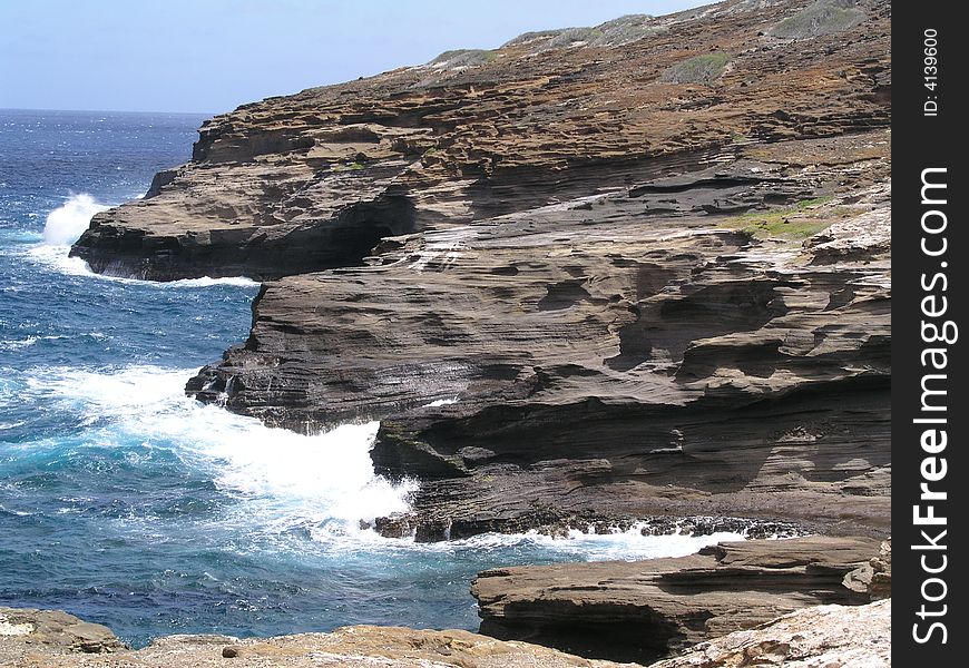 Picturesque shot of the southern coast of Oahu, Hawaii.