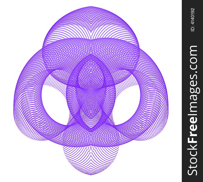 Abstract fractal image resembling a purple wire figure