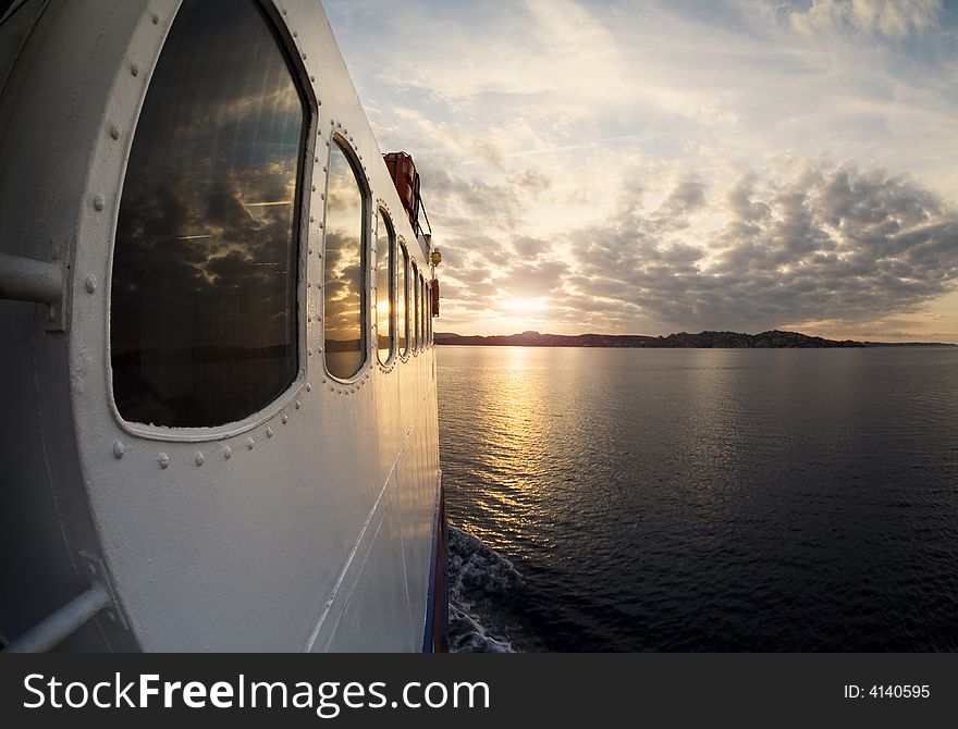 Industry and commerce: ferryboat docking at the harbour