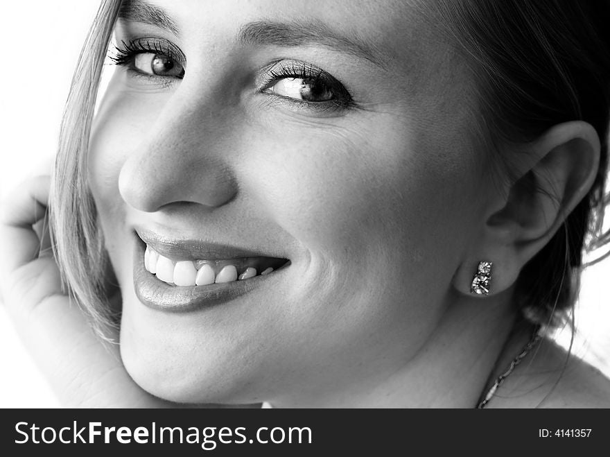 Beautiful black and white image of a blonde woman. Beautiful black and white image of a blonde woman