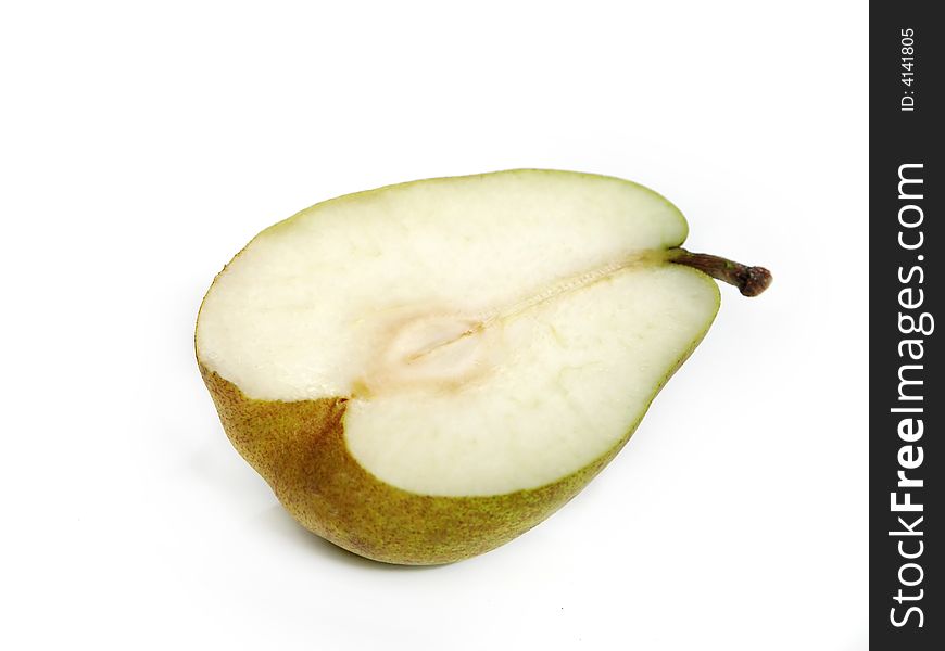The ripe juicy pear with white background