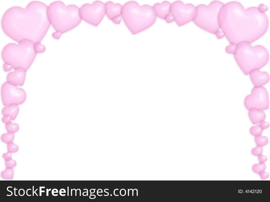 A frame made of pink bubbly hearts. A frame made of pink bubbly hearts
