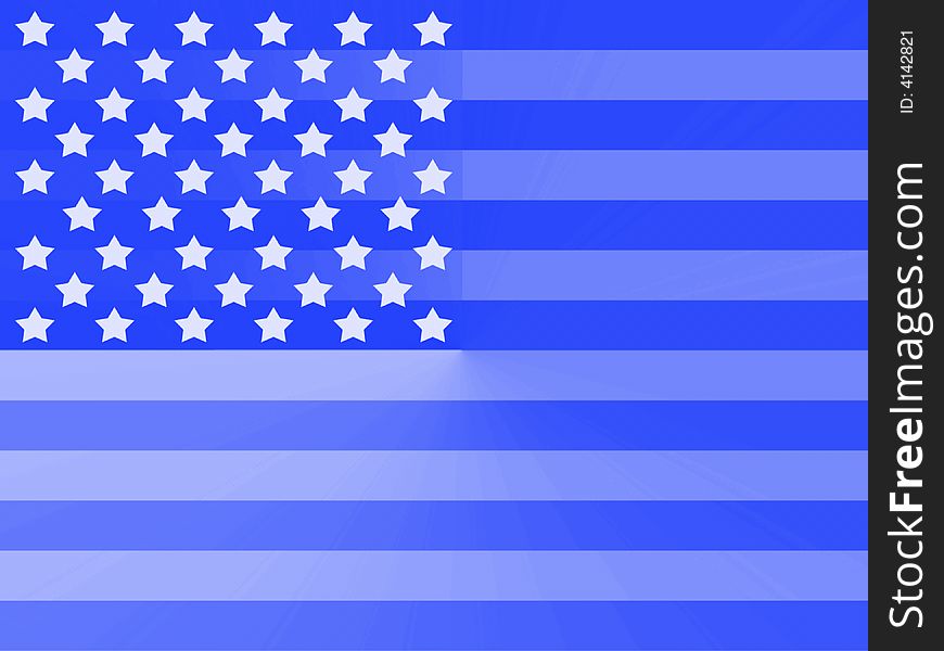 Blue monochromatic American flag with fading stripes. Blue monochromatic American flag with fading stripes