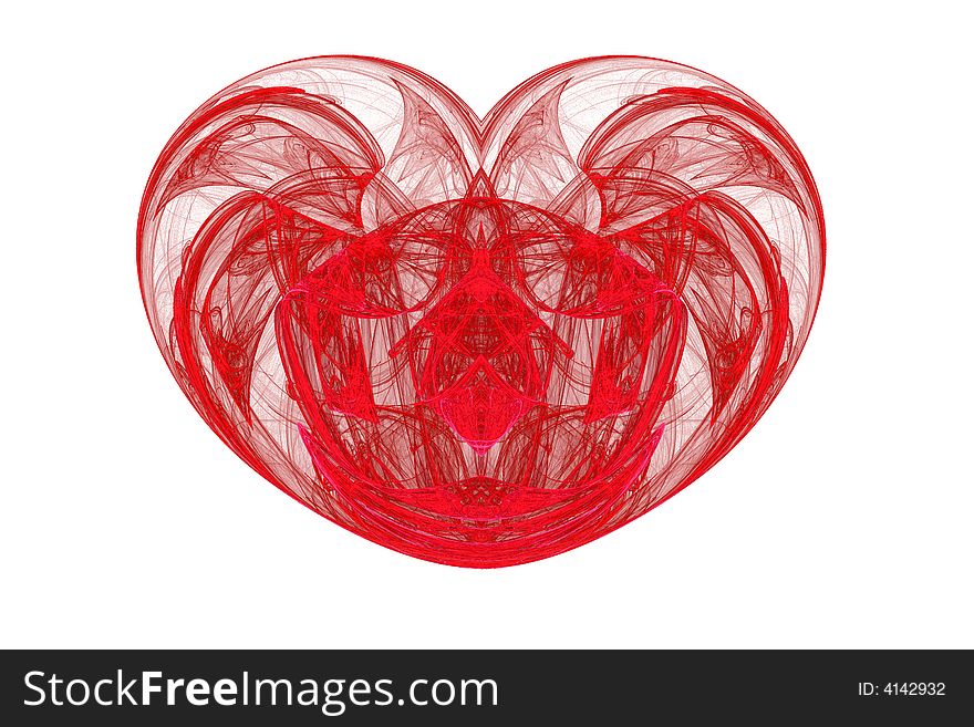 Another red heart fractal on a white background.