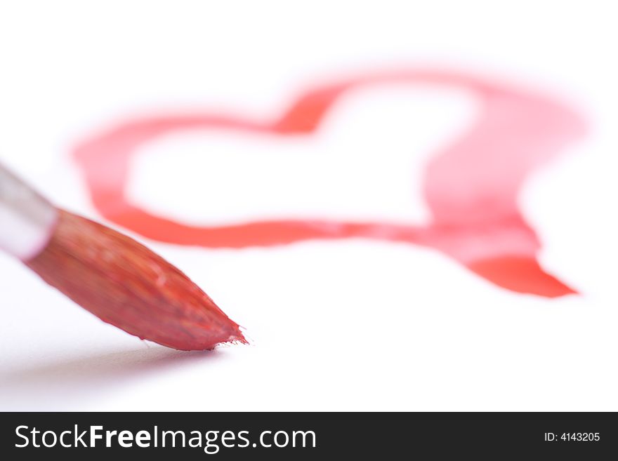 Close-up watercolor painted heart shape