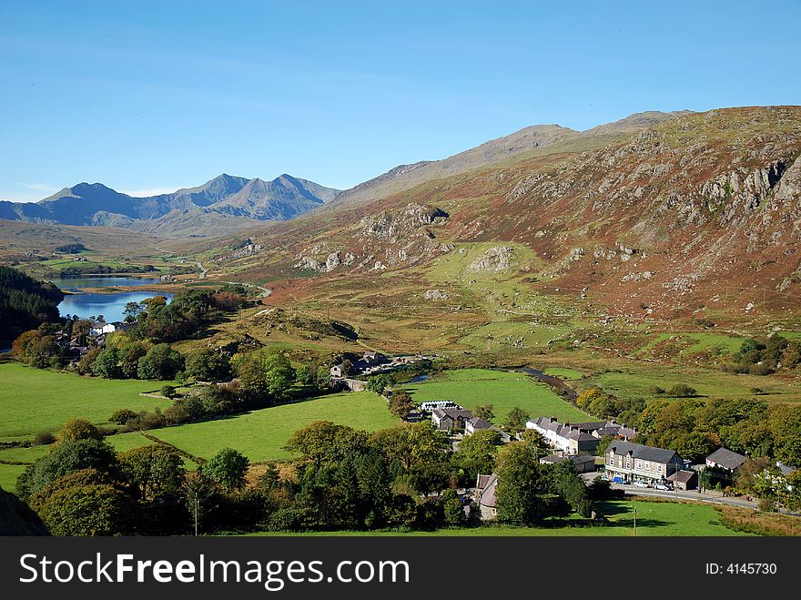 A view of capel curig in snowdonia, north wales. A view of capel curig in snowdonia, north wales.