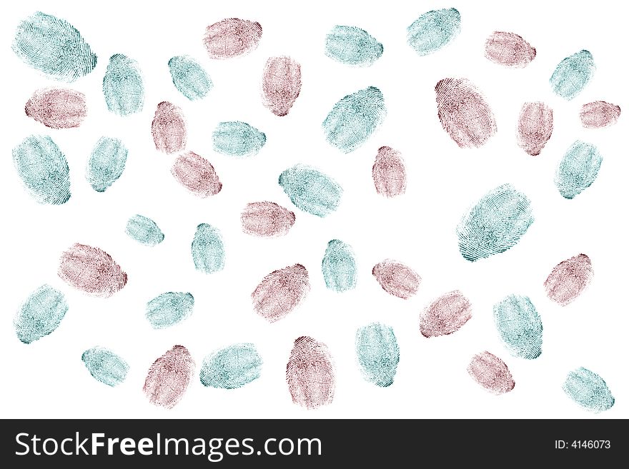Blue and red finger prints