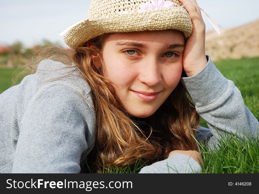 Young girl is enjoying herself at outdoor location