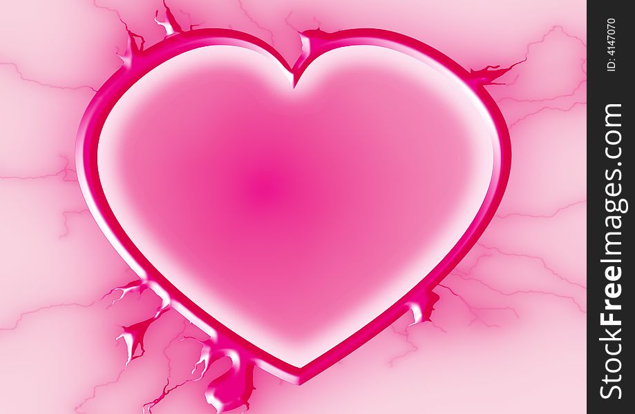 Illustration of pink love heart. Illustration of pink love heart
