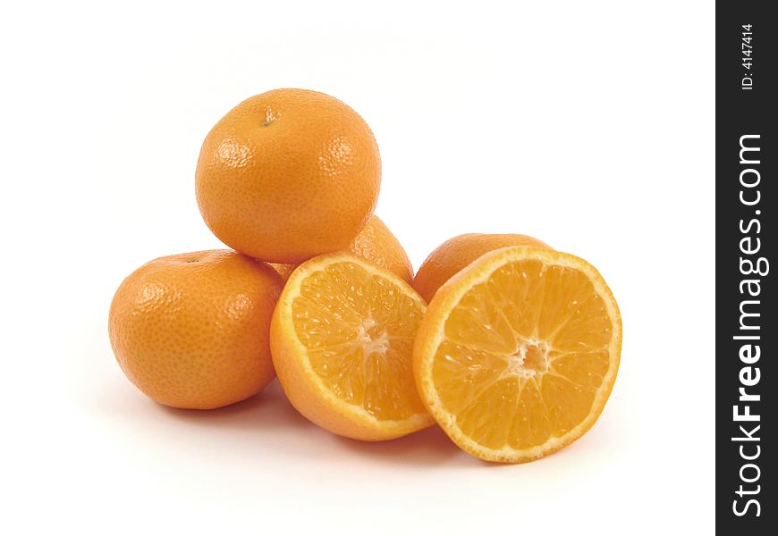 Tangerine fresh bunch isolated on white background. Tangerine fresh bunch isolated on white background