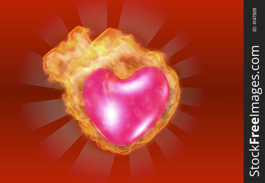 3d render of burning heart. 3d render of burning heart