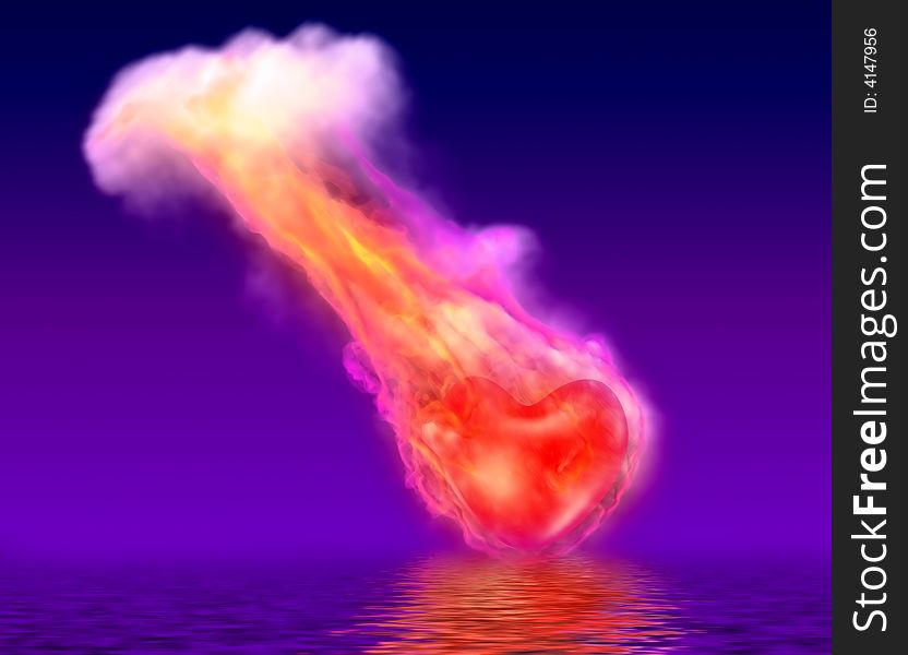 3d render of burning heart. 3d render of burning heart