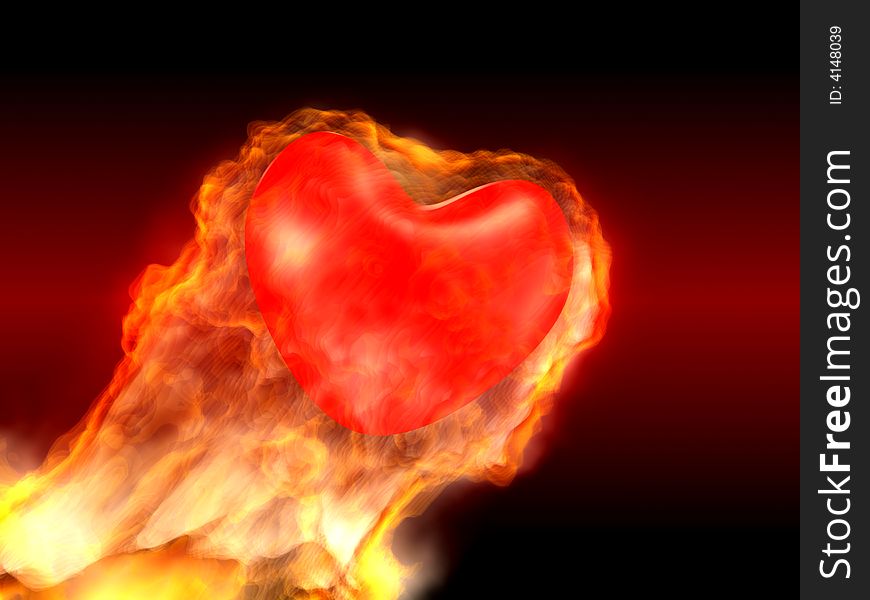 3d render of burning heart. 3d render of burning heart