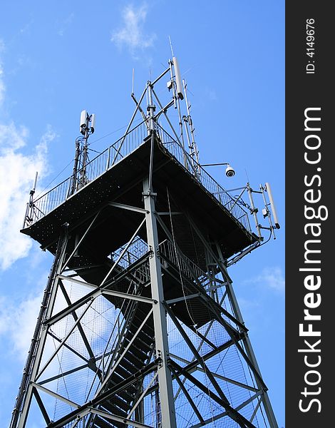 Big telecomunications antenna in warsaw bulding