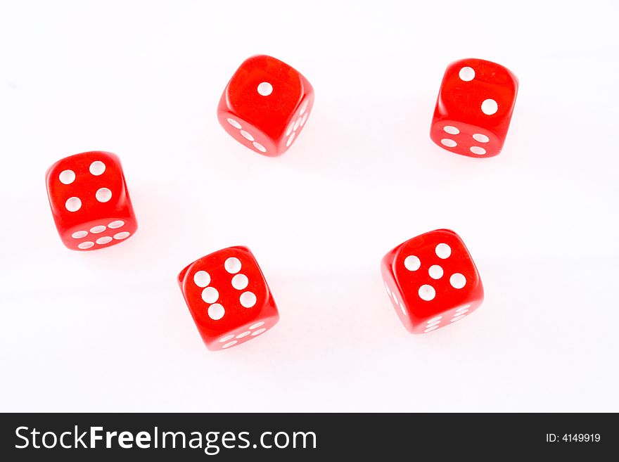Red dice isolated on a white background. Red dice isolated on a white background