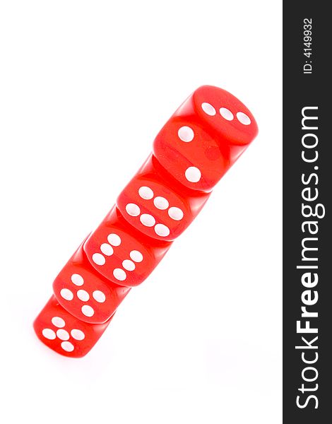 Red dice isolated on a white background. Red dice isolated on a white background