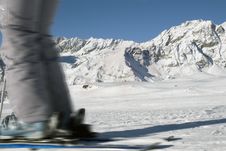 Skier On A Background Of Mountains Stock Images