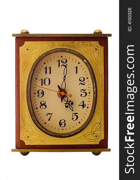 Old clock with scratches and abrasions. isolated on white. Old clock with scratches and abrasions. isolated on white.