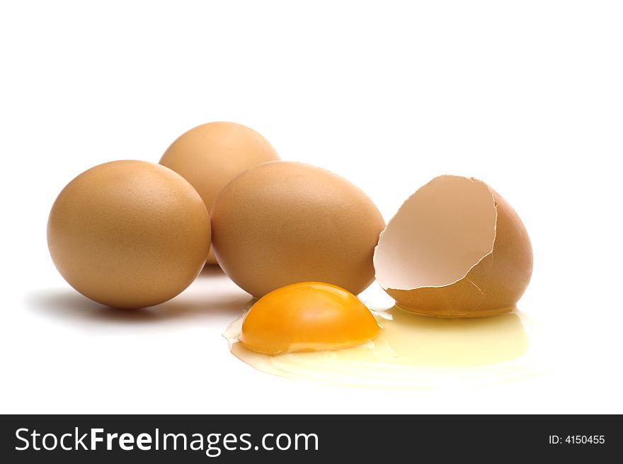 Four eggs on white background. Four eggs on white background