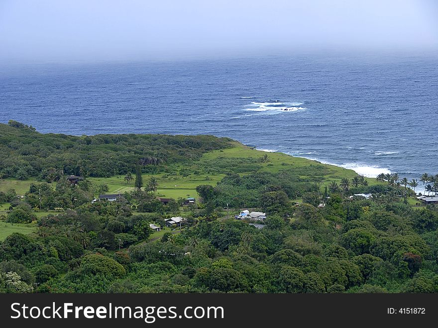 View on a green island in the ocean