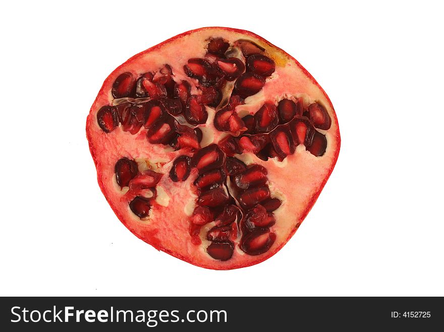 A Isolated Pomegranate half on white background