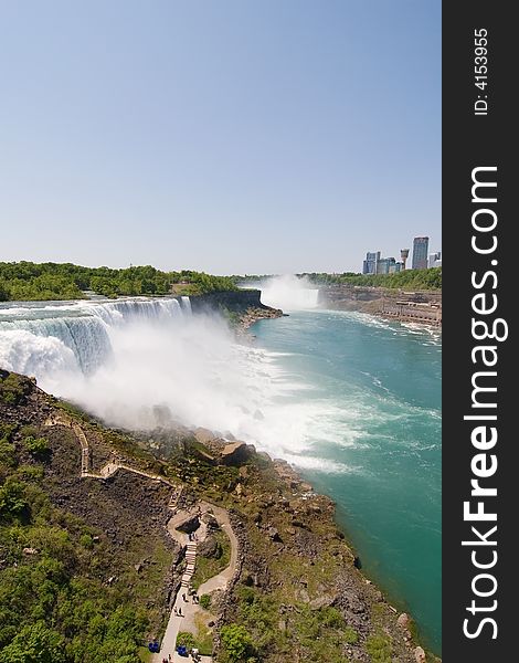 Wide angle view of the American Falls