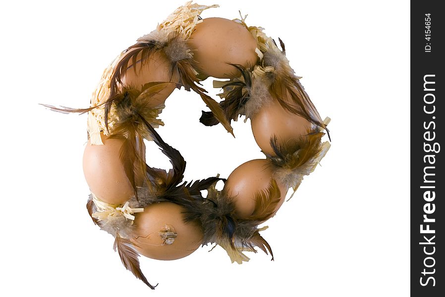 An easter wreath isolated on the white background