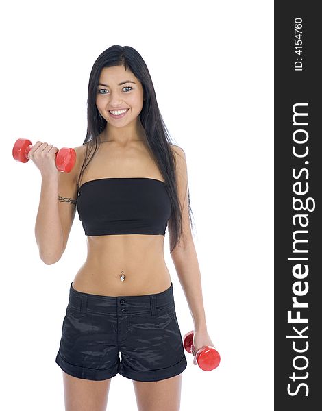 Beautiful Girl With Dumbbells