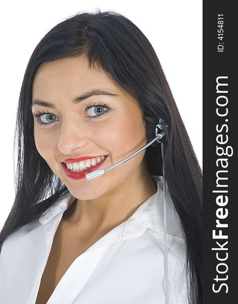 Business woman calling on white background