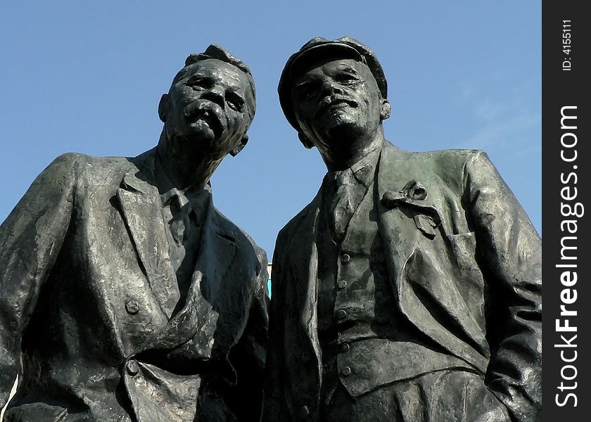 Monument to Maxim Gorkiy and to Vladimir Ilich Lenin. Monument to Maxim Gorkiy and to Vladimir Ilich Lenin