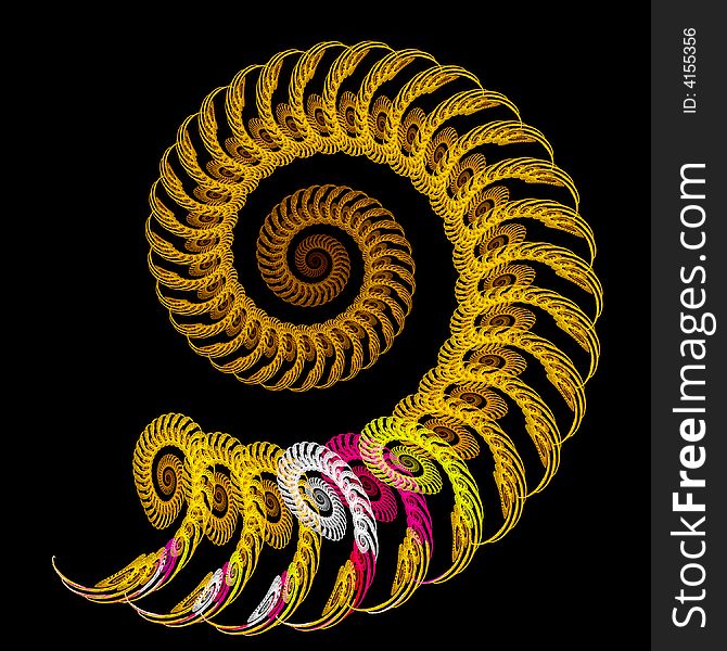 Abstract fractal image of a spiraling spiral. Abstract fractal image of a spiraling spiral