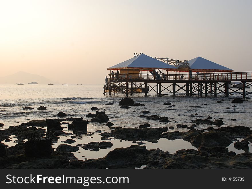 A trestle stretching into the sea of sanya,hainan,china. A trestle stretching into the sea of sanya,hainan,china