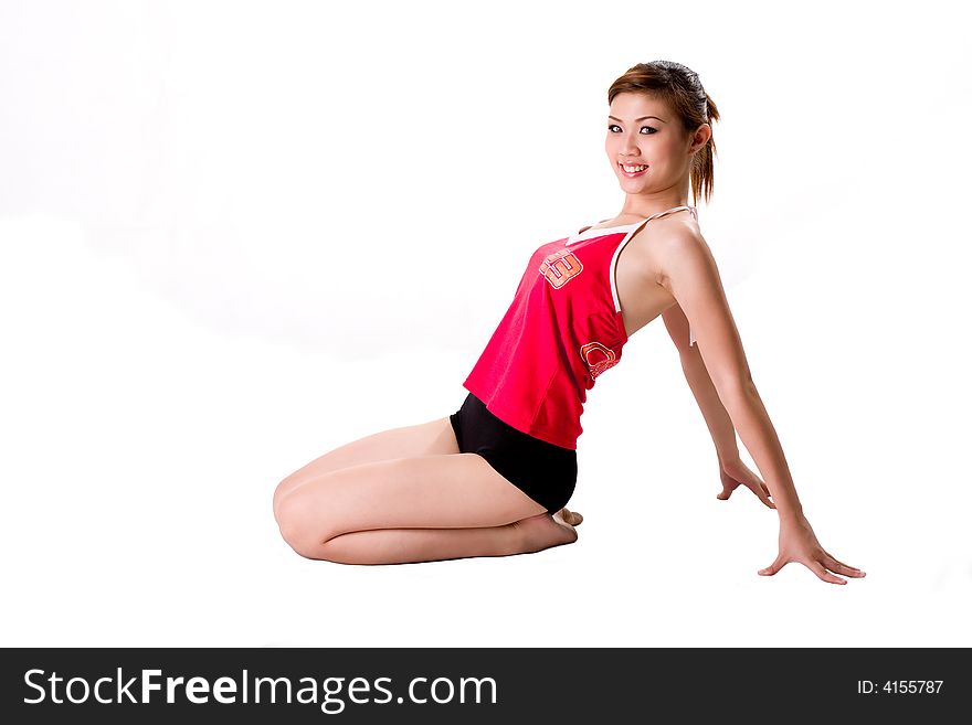 Young woman exercising happily