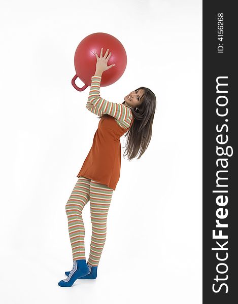 Pretty girl with ball for training. Pretty girl with ball for training