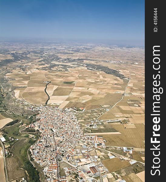 Aerial view of  small village in countryside. Aerial view of  small village in countryside