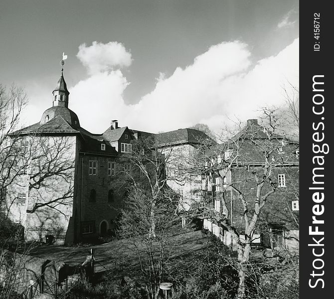 Drawing of a landscape with a castle in Europe