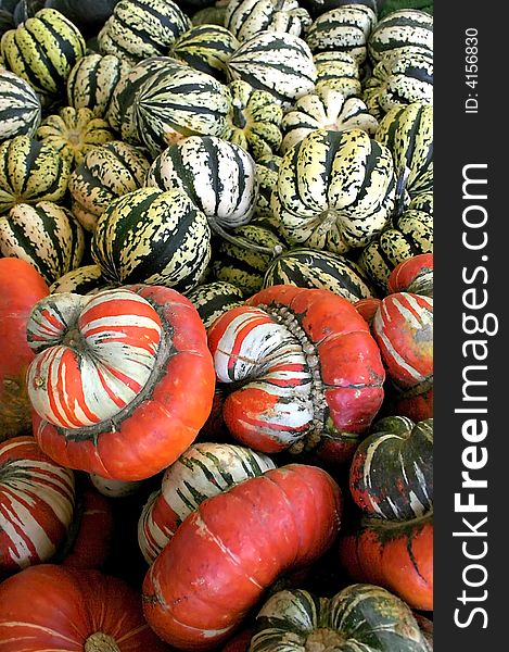 Many pumpkins spread out on the ground for sale. Many pumpkins spread out on the ground for sale